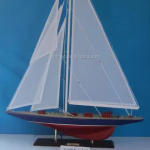 “奋进” J游艇模型，长度68厘米木制帆船模型，2色著名帆船