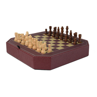 Offre Spéciale 11 pouces pliant magnétique PU cuir jeu d'échecs en bois 3 1 jeux Backgammon échecs 29*29cm conseil OEM personnalisable