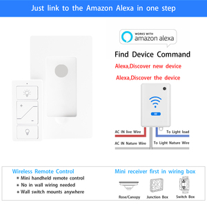 Interruptor de Luz Inalámbrico con Especificaciones Estadounidenses, Interruptor de Luz Remoto Compatible con <span class=keywords><strong>Alexa</strong></span>, Interruptor y Receptor Inalámbricos Inteligentes con Función de Atenuación - Product Image 5