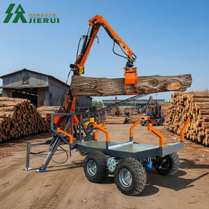 Promotion : Remorque forestière hydraulique à essence avec grue et grappin pour le transport de bois, compatible tracteur - Product Image 1