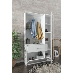 Reina Deluxe - Mueble Moderno y Duradero con Espejo Blanco para Zapatos y Abrigos, Ideal para Entrada, Pasillo o Armario - Product Image 3