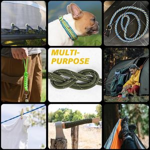 Cordon <span class=keywords><strong>de</strong></span> parachute double en nylon/polyester réfléchissant, 12 brins, 750 livres, 4 mm, 32 fils, haute résistance pour le camping, la pêche, la randonnée - Product Image 6