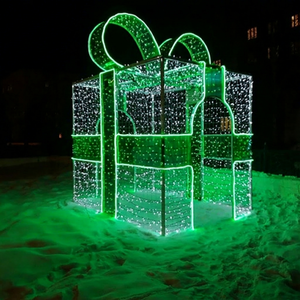 Illuminated Gift Box Sculpture <b>Light</b> for Festival Celebration Outdoor Landscape and Commercial Decoration - Product Image 1