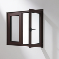 Ventanas abatibles de vidrio de doble panel de diseño moderno, puertas y ventanas de acero de plástico PVC plegables resistentes al calor