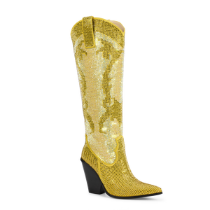 WETKISS commercio all'ingrosso <span class=keywords><strong>stivali</strong></span> con tacco alto stile occidentale <span class=keywords><strong>stivali</strong></span> con tacco alto in camoscio bianco tutti diamanti per Cowgirl - Product Image 2