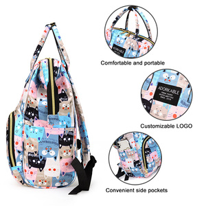 Moda özel baskı bebek karikatür bezi çantası arabası organizatör çantası çok fonksiyonlu taşınabilir mumya sırt çantası - Product Image 2