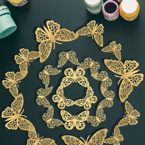 Decoración de pared mariposas pegatinas 3D lujo oro Hada pared acentos calcomanías tema Fiesta decoración del hogar - Product Image 4