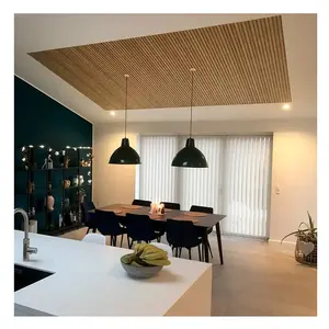 Painéis acústicos de madeira de ripas absorventes de som de ruído de alta confiabilidade para sala de estar