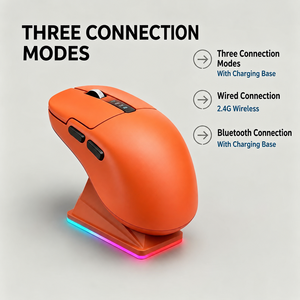 เมาส์เกมมิ่งไร้สาย RGB Backlit ชาร์จได้ ออกแบบตามหลักสรีรศาสตร์ 5 ปุ่ม สามโหมด เชื่อมต่อบลูทูธ สำหรับพีซีและแล็ปท็อป - Product Image 2