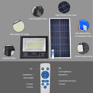 Luz de inundación solar Led impermeable para exteriores IP65 <span class=keywords><strong>40W</strong></span> 60W 100W 200W 300W 400W 500W 800W 1000W Luz de inundación solar con control remoto - Product Image 5