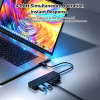 Hub d'extension de port USB pour ordinateur portable, entrée Type-C, 4 ports USB 3.0, compatible avec Windows et Mac pour une utilisation quotidienne au bureau