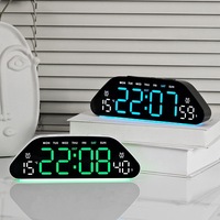 Reloj Despertador Digital LED Simple de Plástico Silencioso para Sala de Estar, Multifuncional, con Pantalla Grande de Temperatura y Humedad
