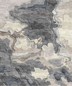 Tapis d'art en laine fait main moderne et personnalisé de qualité supérieure, à poils longs, rectangulaire, écologique, antidérapant et imperméable - Product Image 4