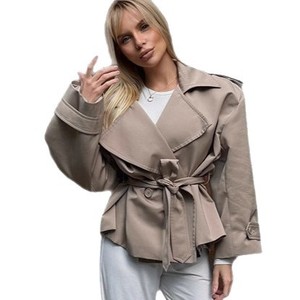 Boutique all'ingrosso 2025 autunno nuova moda Casual pendolarismo cravatta su <span class=keywords><strong>Trench</strong></span> da <span class=keywords><strong>donna</strong></span> stretta in vita - Product Image 5
