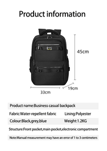 <span class=keywords><strong>Sac</strong></span> <span class=keywords><strong>à</strong></span> <span class=keywords><strong>dos</strong></span> de voyage antichoc pour ordinateur portable 14 pouces, avec chargement USB, dossier respirant en nid d'abeille, sangle de chariot et résistant <span class=keywords><strong>à</strong></span> l'eau - Product Image 3