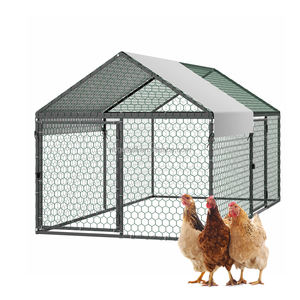 Outdoor Heavy Duty Walk-in Spire Roof Metal Small Chicken <strong>Run</strong> Coop for Hen Rabbit Duck Goose - Product Image 1