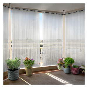 White HDPE Eyelet Outdoor <b>Curtains</b> 150 GSM with Clean Minimal Elegance and Durable Weather Resistant Comfort for Modern Outdoor - Product Image 1