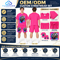 Ensemble deux pièces homme personnalisé : T-shirt col rond en mélange de coton respirant tricoté, imprimé numérique motif poing mécanique 220g et short