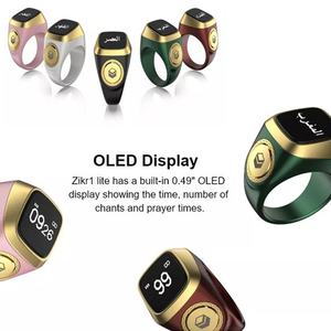 Waterproof Smart Zikr Ring Islamic Prayer Tally Counter <b>Digital</b> Alarm <b>Clock</b> Tasbeeh Reminder OLED Display IP68 for Muslim Islami - Product Image 2
