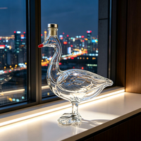Carafe en verre borosilicate soufflé à la main en forme de canard, vide, pour spiritueux et vin, décoration de table de bar à domicile