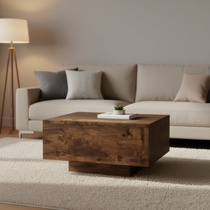 Smoked Oak Engineered Wood Coffee <b>Table</b> Low Slung Design Compact Modern Living Room Furniture <b>Brown</b> - Product Image 2