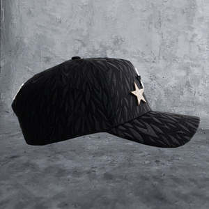 Casquettes de baseball en daim de luxe pour hommes, modèle OEM 5 panneaux A-Frame, édition CHROME LAST, style vintage avec logo métallique - Product Image 6