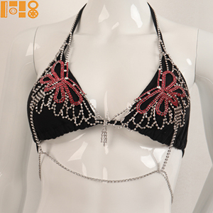 Chaîne de corps sexy rouge papillon super brillante en strass, tendance européenne et américaine, chaîne de soutien-gorge de plage africaine, chaîne de <span class=keywords><strong>bar</strong></span>, fête - Product Image 5