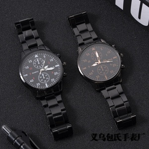 Factory Direct Sales: <b>Black</b> Steel Strap <b>Watch</b>, Stainless Steel Strap, Men's Ultra-thin and Fashionable - Product Image 4