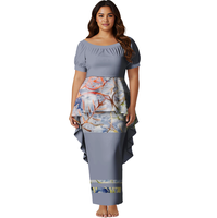 Conjunto de 2 piezas de vestido Puletasi largo para mujer, talla grande, con estampado samoano personalizado y estilo polinesio de dobladillo de cola de golondrina, que incluye top y falda.
