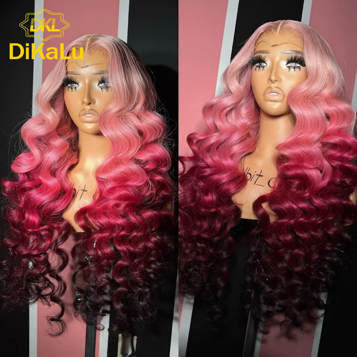 Pink Rose Ombre Loose Deep 13x6 Lace Front Perucas Pré Arracadas Com Cabelo De Bebê 13x4 Brasileiro 613 Loiro Colorido Lace Frontal Perucas