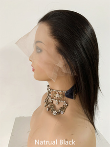 DX203 transparent pleine dentelle tresse perruques mèches de cheveux humains pour tresses africaines peluca tressage sans colle natrual remy perruque droite - Product Image 2