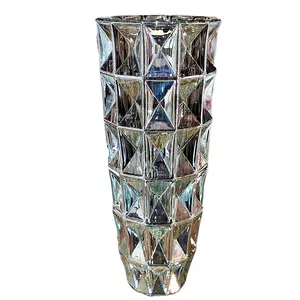 New Arrival Unique Design Beautiful Glass Flower Tall Vase Custom Crystal Glass Vase Home Decor