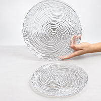 Assiettes en verre texturé transparent en spirale, irrégulières et rondes, pour desserts et fruits, en 2 tailles, vente en gros
