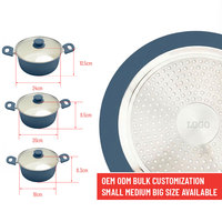 Casserole isolée bleue en fonte, vente directe d'usine E-Top, idéale pour les familles, les appartements, les marchés, les magasins d'alimentation, ustensiles de cuisine