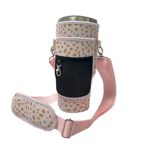 New Design Phone Tumbler Pouch Removable Adjustable Strap Neoprene 40OZ Water Bottle Carrier