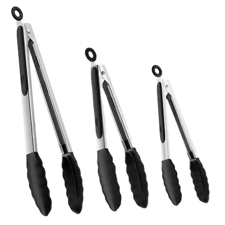 Riveira Tongs for Cooking with Silicone Tips | 9 and 12-Inch Pieces Set 