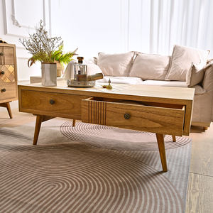 Table basse en bois de style moderne INNOVA avec tiroir de rangement, sculptée à la main, naturelle, décorative, durable, facile à assembler, pour salon - Product Image 2