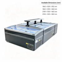 Congélateur coffre à porte vitrée supérieure, température unique (-18~-22°C), refroidissement direct, usage commercial, contrôle numérique, pour viande en supermarché