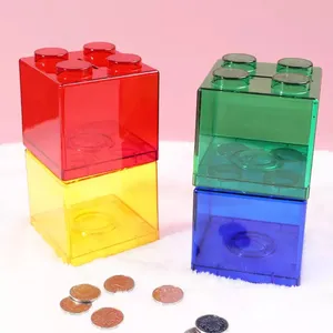 Индивидуальный красочный блок для хранения монет, прозрачный пластиковый банк для монет для экономии денег
