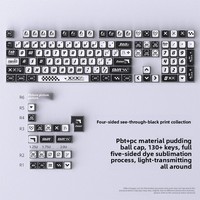 In-stock Wholesale Printed Black Pudding Keycaps Four-sided Translucent PBT Material Dye-sublimation 119 Keys Small Full Set