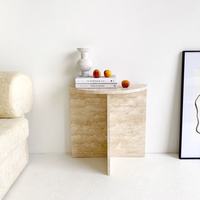Table d'appoint en travertin moderne de style nordique Kumusi Furniture, table de chevet Wabi Sabi pour chambre à coucher