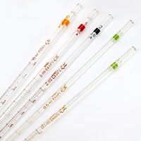 Pipettes de laboratoire en verre transparent 0.5ml 1ml 5ml 10ml Pipette de mesure sérologique graduée