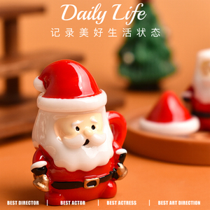 <b>Mini</b> Santa Claus Tea Cup Set Resin Flatback Cabochon for DIY Miniature Christmas Food Play Cream Glaze Handcrafted Accessories - Product Image 2