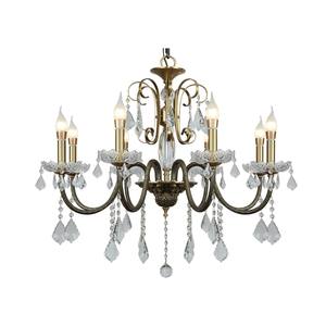 Lámpara de Araña de Latón Retro Europea de 8 Bombillas, Cristal, Nueva Moda, Forma Larga, para Hotel, Sala de Estar, Dormitorio, Directo de Fábrica - Product Image 1