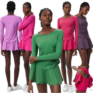 Completo da Tennis Due Pezzi Taglie Forti Traspirante ad Asciugatura Rapida con Logo Frontale Gonna per Corsa all'Aperto Fitness Badminton e Allenamento - Product Image 1