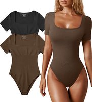Jumpsuit Wanita Model Kerah Kotak Lengan Pendek Ketat Gaya Eropa Amerika - Bahan Poliester Ramah Lingkungan untuk Promosi Grosir