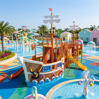 Toboggan aquatique commercial en fibre de verre en forme de bateau pirate, équipement de jeu aquatique extérieur personnalisé pour enfants