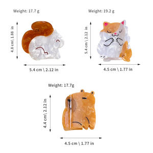Barrette à cheveux en acétate motif chaton/écureuil/requin 5 cm – Accessoire quotidien adorable - Product Image 3
