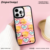Coque de téléphone magnétique pour iPhone 17/17 Pro/17 Pro Max/16/16 Pro/16 Pro Max avec motif ours doré et bordure noire, doublure floquée
