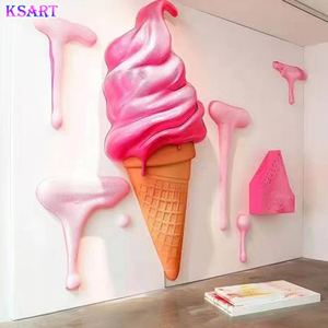 Accessori da parete scultura gelato personalizzata in vetroresina cibo dessert cono gelato decorazione dipinto graffiti interior <span class=keywords><strong>art</strong></span> - Product Image 5